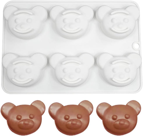 6 Cavity Bear Silicone Chocolate Mold for DIY Cake, Ice Cubes, Pastry, Biscuit, Manual Baking Accessories