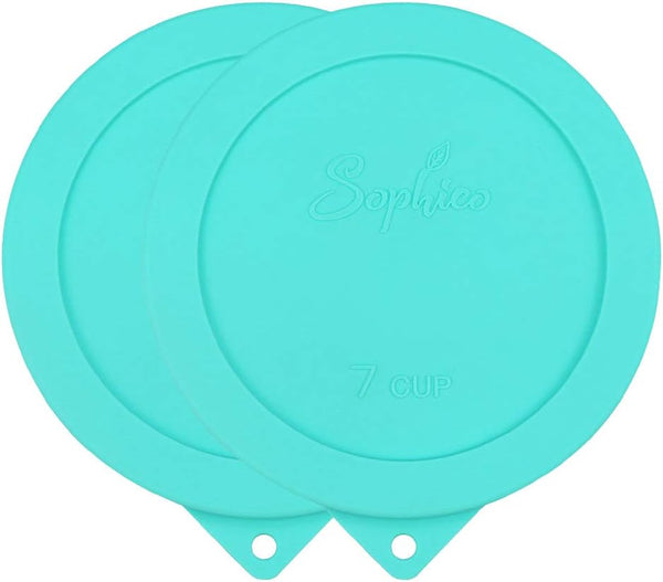 Sophico Round Silicone Storage Cover Lids - Replacement for Anchor Hocking and Pyrex 7402-PC 6/7 Cup Glass Bowls