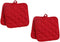 Pack of Four Red Cotton Pot Holders (2 Sets of 2) for Home Store