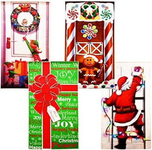 4 Pack Christmas Bathroom and Front Door Holiday Decorations and Covers for Festive Decor
