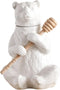 Creative Co-Op White Bear Shaped Honey Pot with Lid & Bamboo Dipper