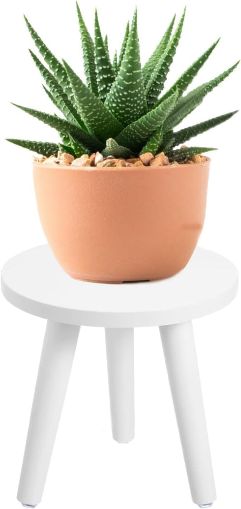 Samll 8.6"Tall Plant Stand Indoor/Outdoor for Plants,Wood White Planter Stands Holder Mid Century Pedestal Shelf,Sturdy