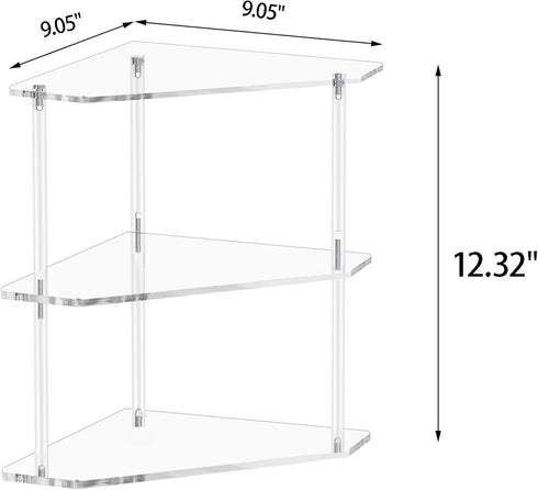 Tasybox 2 Tier Corner Shelf, Acrylic Bathroom Counter Organizer for Kitchen, Office, Vanity, Makeup, Spice