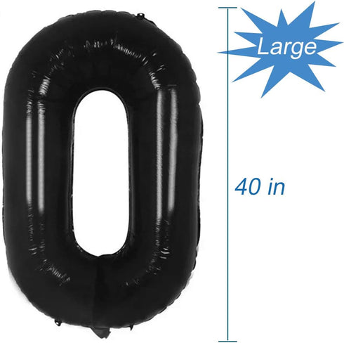 Tellpet Black Number 10 Balloons, 10th Birthday Party Balloons, 40 Inch Size
