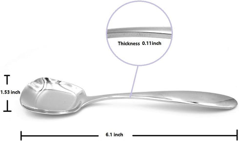 Stainless Steel Soup Spoons,Table Spoons,Dinner Spoons,Rice Spoons,Special Square Design,Mirror Polish,Small Size(6.1 Inches Length,1.53 Inches Width,0.11inch Thickness), Set of 3
