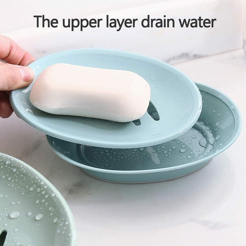 WYOK 2-Pack Soap Dish with Drain, Plastic Sponge Holder, Easy Cleaning Soap Saver Tray for Bathroom