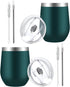 PLATINIUM Stainless Steel Wine Tumbler (2 Pack), 12oz Vacuum Insulated with 2 in 1 Lid and Straw, Perfect for Travel &