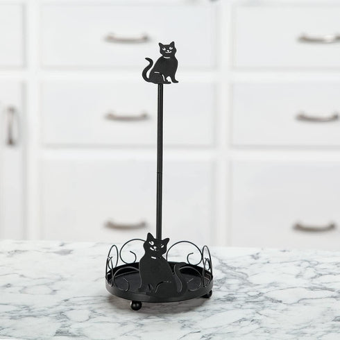 14" 5 3/4" Cat Design Metal Paper Towel Holder, Metal Base for Added Support, Kitchen Storage and Organization Measures