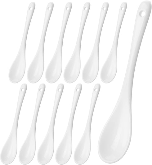 BTaT Tea Spoon Set of 12, White Porcelain Espresso Spoons, Ceramic Teaspoons for Loose Tea