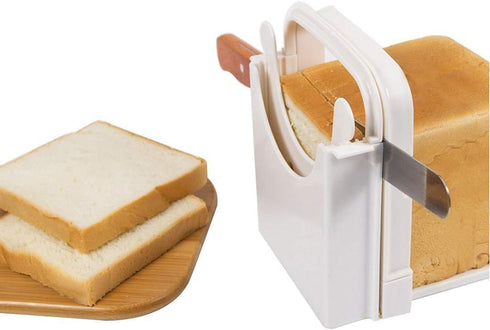 Foldable Bread Slicer Cutting Guide with 5 Slice Thicknesses Mold, Bagel Loaf Sandwich Cutter