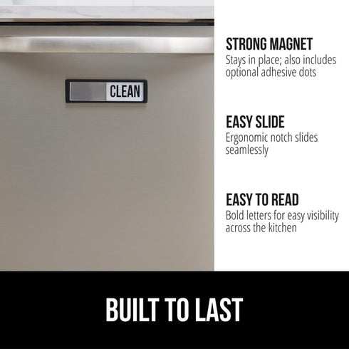 Gorilla Grip Clean and Dirty Dishwasher Magnet Sign, Optional Adhesive, Magnetic, Easy Read, Non-scratch, Heavy Duty Shutter Slide Magnets for Dish Washer, Kitchen Accessories, 7x2, Black by Gorilla Grip