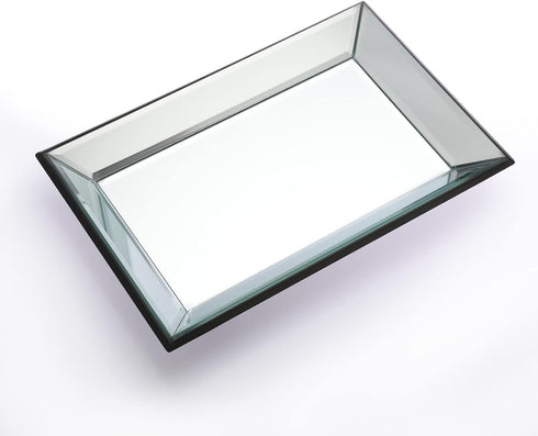 Hipiwe 11.9x7.9 inch Glass Mirror Makeup Vanity Tray Black Rectangle Perfume Jewelry Trinket Organizer Coffee Table
