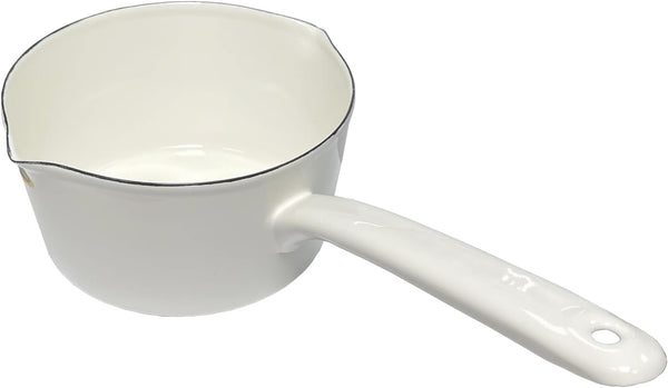 Enamel Milk Pan, 1.2L Mini Butter Warmer with Pour Spout, Nonstick Enamel Saucepan for Induction, Electric, Gas Stoves