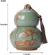 ARTLINE Airtight Lid Ceramic Tea Containers Tea Canister, Food Storage Jar Porcelain Tea Caddy Gourd Shape Design