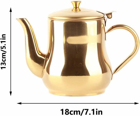 Tea Kettle, 500ml Stainless Steel Teapot with Filter, Proof Oil Strainer Pot for Hotels, Restaurants, Homes (Gold)