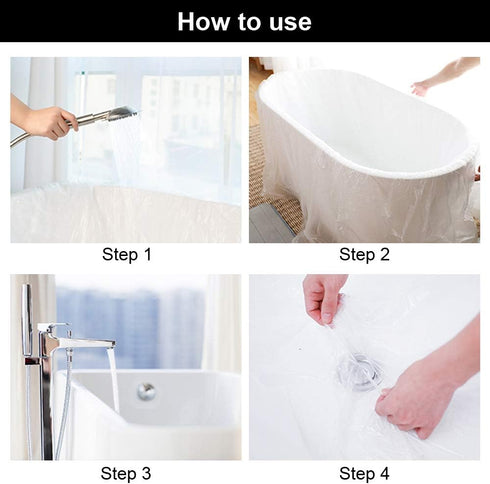10 Pack Disposable Bathtub Cover Liner - Ultra Large Plastic Bag for Salon, Household and Hotel Bath Tubs