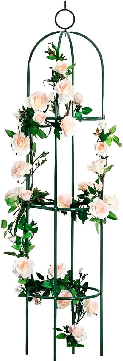 LeJoy Garden Tower Obelisk Garden Trellis 100% Metal 6.3 Feet Tall Plant Support for