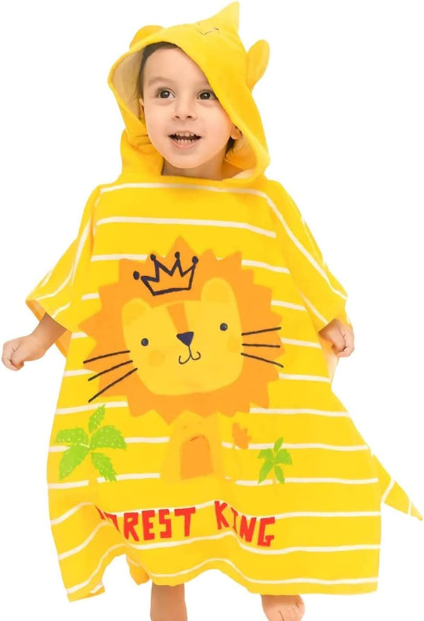 Gneliwm Kids Hooded Beach Towel Poncho Children Bath Towel Wrap Cotton Animal Pattern