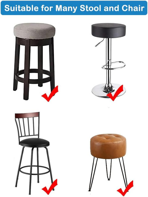 15"-20" 2 Pack Sigmat Round Stool Covers, Stretch Waterproof Bar Stool Seat Cover Round Chair Covers White