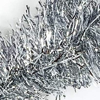 Allgala Silver Tinsel Garland, 50 Feet Christmas Metallic Foil Decoration for Holiday Tree, Wall, Home Office Event