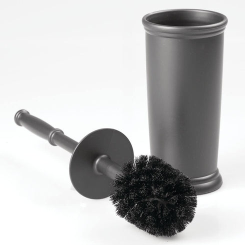 mDesign Toilet Bowl Brush and Holder - Covered Bathroom Scrubber in Modern Holder - Space Saving Deep Cleaning Brush -