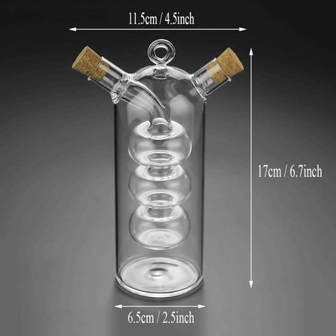 2 1 Olive Oil and Vinegar Dispenser Cruet Bottles, in Transparent Dual Glass for Kitchen Cooking Container