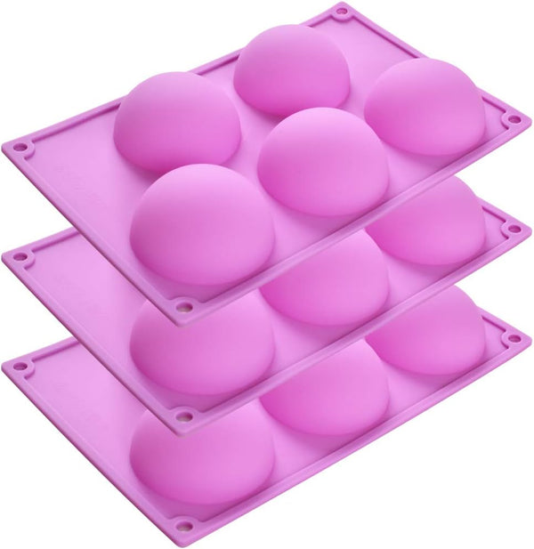 Newk 5 Holes Semi Sphere Silicone Mold, 3 Packs 5-Cavity Half Sphere Mold for Chocolate Bombs, Cake