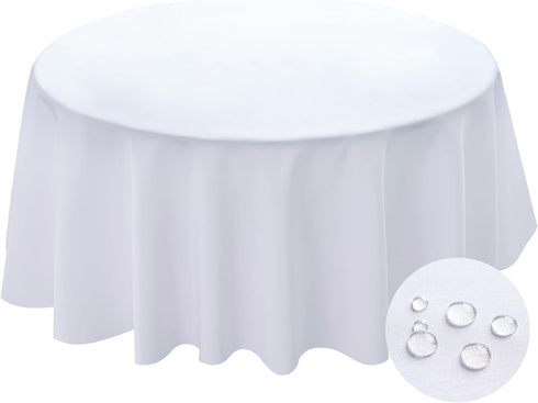 BYDOLL Table Cloth Round 60 Inch Tablecloth Fits Max50 Inch Diameter Top,White
