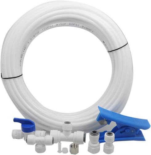 Refrigerator Water Line Kit, iRuiZhe Ice Maker Water Line with 1/4" OD 39.4ft Tube and Quick Connect Fittings