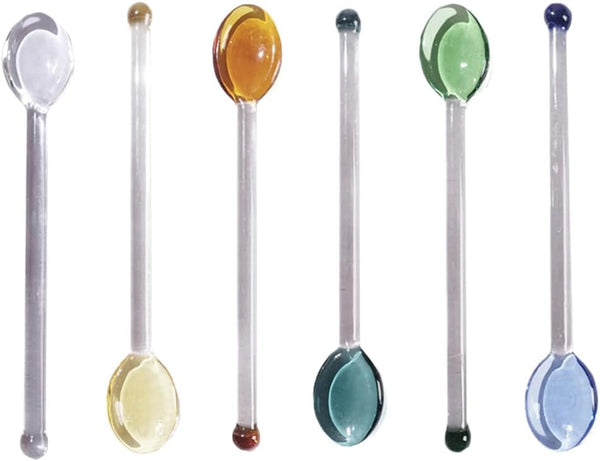 6Pcs Coffee Spoon Glass Tasting Spoon Set, Teaspoon Stirring Spoon for Tea, Dessert, Cocktail