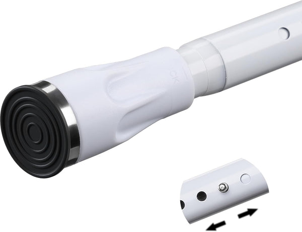 White Tension Curtain Rod No Drill, 42 to 72 Inch Adjustable Heavy Duty Black Shower Curtain Rod