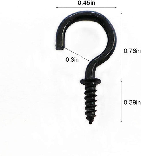 125 Pcs Black Screw Ceiling Hooks, 3/4 Inch Screw Cup Hooks