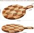 Acacia Wood Round Cutting Board with Handle, 9.85” x 13.75”, for Meat, Cheese, Pizza, Vegetables, Decorative Serving