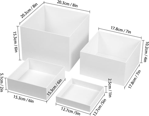 KCGANI 5 White Acrylic Cube Cupcake Dessert Display Stands, Sides Nesting Risers Boxes, Square Acrylic Table Decorate