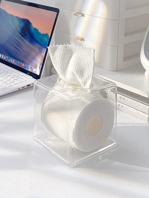 Cq Acrylic Tissue Box Holder - Clear Square Cover for Kleenex, Napkin, Facial Tissue Dispenser, 5.5 Inch