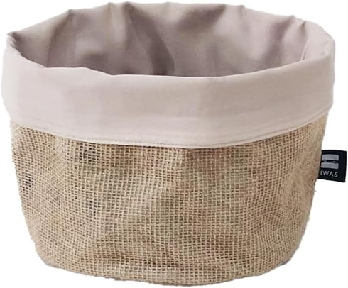 7.9" IWAS Upcycled Bread Basket With Liner | Made From Coffee Sacks | Height | Sustainable & Environmentally Friendly