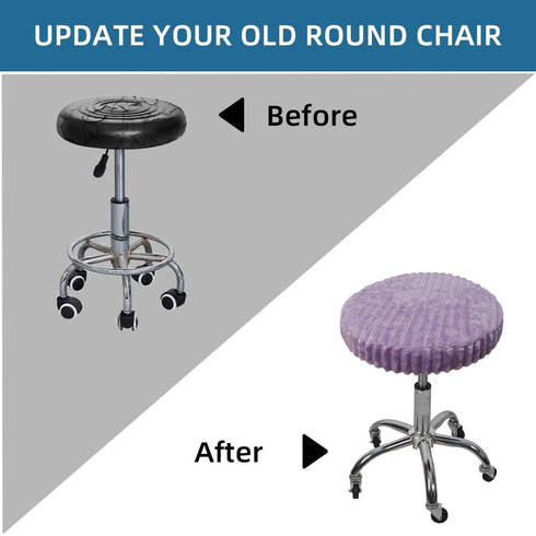 2 Pack Shukii Stool Covers - Soft Slipcover with Elastic Cushion for Bar Round Chair (Purple, Extra Large)