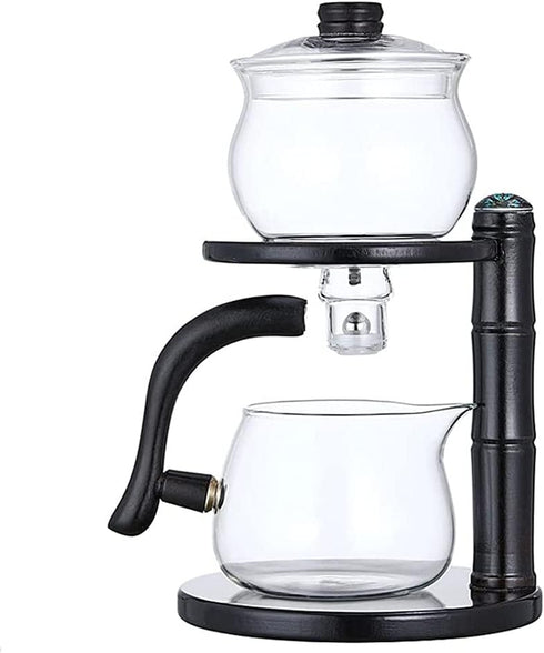 Lazy Kungfu Glass Tea Set Semi Automatic Drip Rotating with Infuser Glass