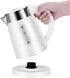 Portable Small Electric Kettle, 0.8L Stainless Steel Travel Hot Water Boiler, 4 Cups for Tea and Coffee, White