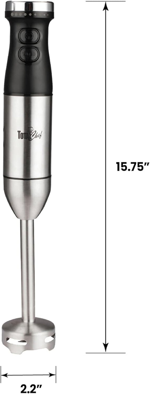 Total Chef Hand Blender, Variable Speed Immersion Blender, 225W with Turbo Boost for Soups, Smoothies & Dips