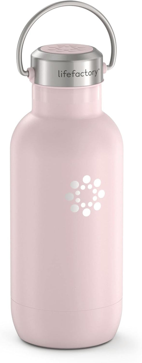 LIfeFactory 16 Ounce Stainless Steel Vacuum-Insulated Sport Bottle, Desert Rose