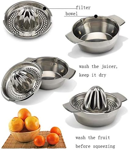 Stainless Steel Lemon Squeezer Juicer with Bowl Container for Oranges Lemons Fruit Home Made Juice