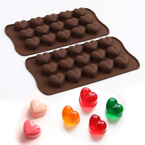homEdge 15-Cavity Dimpled Heart Shape Chocolate Mold, Silicone for Gummy and Candy