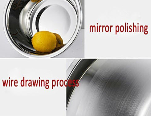 Stainless Steel Bowl, 6.5QT Heavy Duty Salad Bowl, Metal Basin with Mirror Finish, Dishwasher Safe (XL)