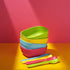 Bamboo Kids Bowls, 4 Pack Set, Stackable Dinnerware for Kids, Dishwasher Safe