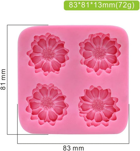 3D Daisy Rose Flowers Silicone Mold for Cupcake Cake Decorating Tool, Chocolate Gumpaste Mold, Sugarcraft Bakeware (4