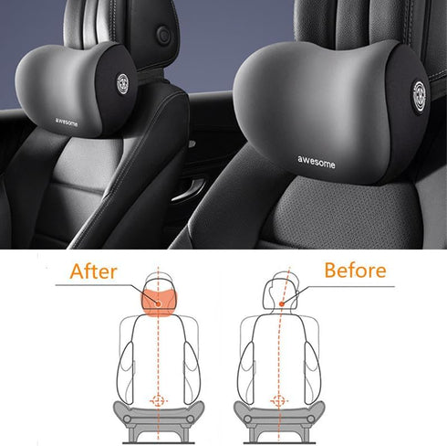 Sothuba Car Lumbar Support Pillow and Car Neck Pillow Kit, Ergonomic Car Seat Headrest & Lumbar Cushion with Adjustable