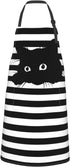 Funny Black Cat Waterproof Apron with 2 Pockets - Kitchen Chef Aprons Bibs for Cooking, Baking, Painting, Gardening