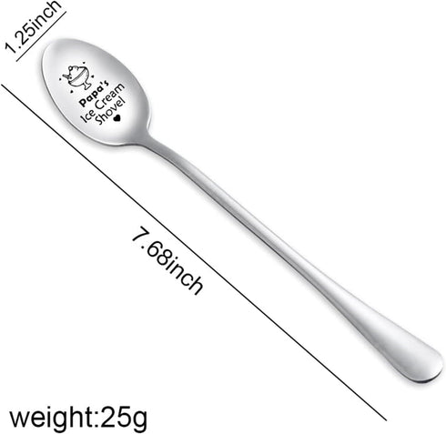 DOYOUDO Papa Ice Cream Shovel Stainless Steel Coffee Tea Spoons Grandpa Daddy Dad Gifts Funny Fathers Day Birthday