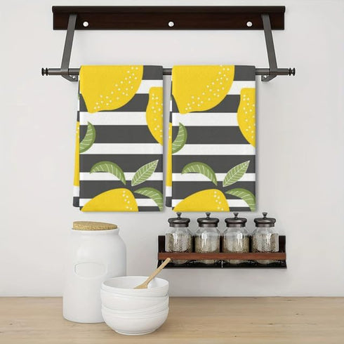 2 Pcs Kitchen Towels - Lemons Kitchen Dish Towels for Home Cleaning, Cooking, and Baking, 16 x 24 Inch